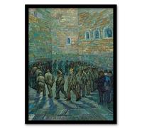 Artery8 Vincent van Gogh Framed Wall Art Penitentiary Prisoners Exercising in Blue | Size: A4 Artery8 Blue A4