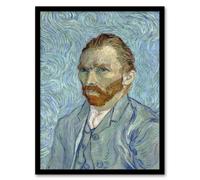 Artery8 Vincent van Gogh Framed Wall Art Print Artist 1889 Self Portrait in Blue | Size: A4 Artery8 Blue A4