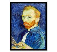 Artery8 Vincent van Gogh Framed Wall Art Print Self Portrait With Palette in Blue | Size: A3 Artery8 Blue A3