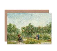 Artery8 Vincent Van Gogh Garden in Montmarte with Lovers Fine Art Greeting Card Plus Envelope Blank Inside