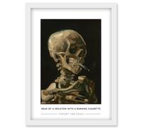 Artery8 Vincent Van Gogh Head Of A Skeleton With A Burning Cigarette Painting Artwork Framed Wall Art Print A4 in White Artery8 White