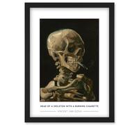 Wee Blue Coo Vincent Van Gogh Head Of A Skeleton With A Burning Cigarette Painting Artwork Framed Wall Art Print A4