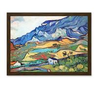 Artery8 Vincent Van Gogh Les Alpilles Mountain Landscape Artwork Framed Wall Art Print A4 in Brown Artery8 Brown