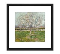 Artery8 Vincent Van Gogh Orchard In Blossom Plum Trees 8X8 Inch Square Wooden Framed Wall Art Print Picture with Mount in Black Artery8 Black