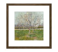 Artery8 Vincent Van Gogh Orchard In Blossom Plum Trees 8X8 Inch Square Wooden Framed Wall Art Print Picture with Mount in Brown Artery8 Brown
