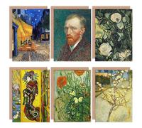 Vincent Van Gogh Perenboompje Butterflies Courtesan Roses Portrait Cafe Fine Art Greeting Card Pack of 6 Artery8 Multi One Size