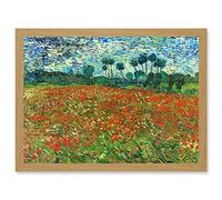 Artery8 Vincent Van Gogh Poppy Field Painting Artwork Framed Wall Art Print A4