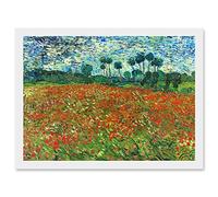Artery8 Vincent Van Gogh Poppy Field Painting Artwork Framed Wall Art Print A4