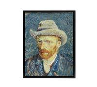Artery8 Vincent Van Gogh Self Portrait With Felt Hat Framed Canvas Wall Art Print in Blue | Size: W18" x H24" Artery8 Blue W18" x H24"
