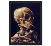 Artery8 Vincent Van Gogh Skull With A Burning Cigarette A4 Artwork Framed Wall Art Print in Black Artery8 Black