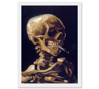 Artery8 Vincent Van Gogh Skull With A Burning Cigarette A4 Artwork Framed Wall Art Print in White Artery8 White