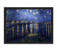 Vincent Van Gogh Starry Night Over Rhone 1888 A4 Artwork Framed Wall Art Print Artery8 Black One Size