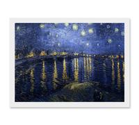 Vincent Van Gogh Starry Night Over Rhone 1888 A4 Artwork Framed Wall Art Print Artery8 White One Size