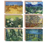 Artery8 Vincent Van Gogh Starry Night Saint Pauls Olive Undergrowth Rose Harvest Fine Art Greeting Card Pack of 6