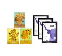 A4 Wall Art And Frame Set of 3 Vincent Van Gogh Sunflowers Collection Artery8 Multi A4