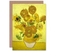 Artery8 Vincent Van Gogh Sunflowers Fine Art Greeting Card Plus Envelope Blank Inside