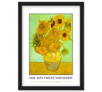 Artery8 Vincent Van Gogh Vase With Twelve Sunflowers Painting Artwork Framed Wall Art Print A4 in Black Artery8 Black