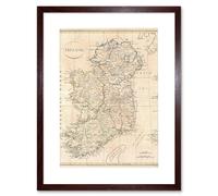 Artery8 Vintage 1799 Clement Cruttwell Ireland Ulster Connaught Leinster Munster Four Provinces Map Framed Wall Art Print Picture 12X16 inch in Brown Artery8 Brown