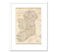 Artery8 Vintage 1799 Clement Cruttwell Ireland Ulster Connaught Leinster Munster Four Provinces Map Framed Wall Art Print Picture 12X16 inch in White Artery8 White