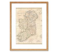 Artery8 Vintage 1799 Clement Cruttwell Ireland Ulster Connaught Leinster Munster Four Provinces Map Framed Wall Art Print Picture 12X16 inch Artery8 Light Oak