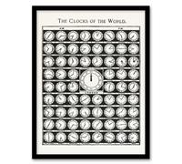Artery8 Vintage 1910 Framed Wall Art The Clocks of the World from Medicology in White | Size: A4 Artery8 White A4