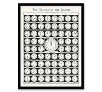 Artery8 Vintage 1910 The Clocks of the World from Medicology Wall Art Print Framed 12X16 Artwork : Scientific World Clock Diagram Suited For Study Or Hallway Adding Curiosity And Retro Style