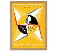 Artery8 Vintage Advert Exhibition South Bank Festival Britain London England 1951 Artwork Framed Wall Art Print A4 in Light Oak Artery8 Light Oak