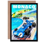 Artery8 Vintage Advert Motor Sport Monaco Grand Prix 1973 Greetings Card in Blue Artery8 Blue