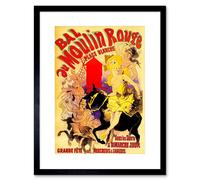 Artery8 Vintage Advert Moulin Rouge Paris France Dancers Framed Wall Art Print in Red | Size: W12" x H16" Artery8 Red W12" x H16"