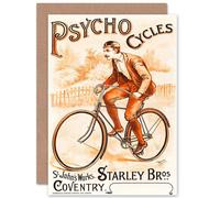 Wee Blue Coo ADVERT TRANSPORT PSYCHO CYCLES COVENTRY UK BLANK GREETINGS CARD