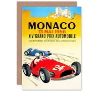 Artery8 Vintage Advert Transport Grand Prix Monaco 1956 Greetings Card in Yellow Artery8 Yellow