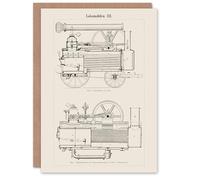 Artery8 Vintage Art Card Locomotive Train Engine Compartments