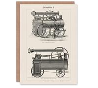 Artery8 Vintage Art Card Lokomobilen Locomotive Steam Train Engine