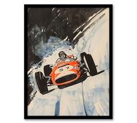 Artery8 Vintage Automobile Racing Watercolour Man Cave Artwork Framed Wall Art Print 18X24 Inch