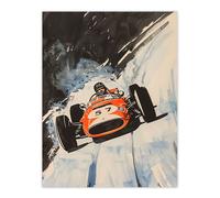 Artery8 Vintage Automobile Racing Watercolour Wall Art Print in Grey | Size: W12" x H16" Artery8 Grey W12" x H16"