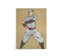 Artery8 Vintage Baseball Player Drawing Canvas Wall Art Print E Penfield in Beige | Size: W18" x H24" Artery8 Beige W18" x H24"