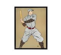 Artery8 Vintage Baseball Player Drawing Framed Canvas Wall Art Print Vintage : by Penfield 18x24 Playful illustration celebrating heritage sport, perfect for dens or recreation-inspired spaces