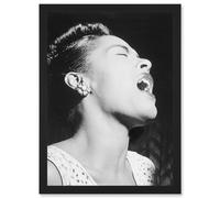 Artery8 Vintage Blues Jazz Singer Legend Billie Holiday Black & White A4 Artwork Framed Wall Art Print Artery8 Black