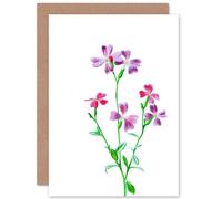 Artery8 Vintage Bright Botanicals Virginian Stock Greetings Card in Purple Artery8 Purple