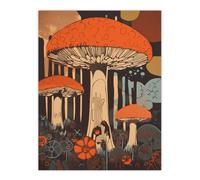 Artery8 Vintage Cep Mushroom Aesthetic Earthy Orange Boletus Kitchen Unframed Wall Art Print Poster Home Decor Premium | Size: W12" x H16" Artery8 Multicolor W12" x H16"