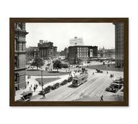 Artery8 Vintage Detroit America Michigan Broadway Street USA Photo Artwork Framed Wall Art Print A4 in Brown Artery8 Brown