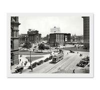 Vintage Detroit America Michigan Broadway Street USA Photo Artwork Framed Wall Art Print A4 Artery8 White One Size