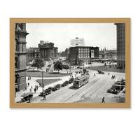 Artery8 Vintage Detroit America Michigan Broadway Street USA Photo Artwork Framed Wall Art Print A4 in Light Oak Artery8 Light Oak