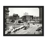 Vintage Detroit America Michigan Broadway Street USA Photo Artwork Framed Wall Art Print A4 Artery8 Black One Size