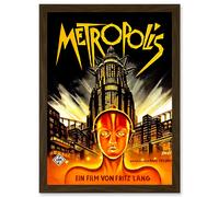 Artery8 Vintage Film Movie Metropolis 1927 Sci Fi Machine Future Fantasy Artwork Framed Wall Art Print A4 in Brown Artery8 Brown