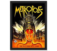 Vintage Film Movie Metropolis 1927 Sci Fi Machine Future Fantasy Artwork Framed Wall Art Print A4 Artery8 Black One Size
