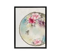 Artery8 Vintage Floral Design For Plate Framed Canvas Wall Art Print Noritake in Pink | Size: W18" x H24" Artery8 Pink W18" x H24"