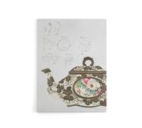 Artery8 Vintage Floral Design For Teapot Canvas Wall Art Print Noritake in Gold | Size: W12" x H16" Artery8 Gold W12" x H16"