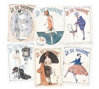 Artery8 Vintage French Magazine Cover Art Deco Pastel Colours La Vie Parisienne Woman Ibis Cuckoo Clock War Poster Pack of 6 Wall Art