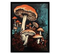 Artery8 Vintage Fungi Aesthetic Mushroom Earthy Modern Painting Artwork Framed Wall Art Print A4